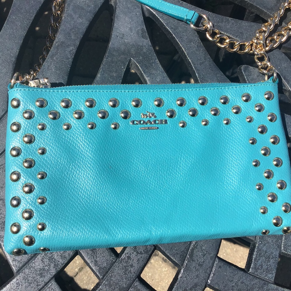 Coach teal leather Quinn crossbody